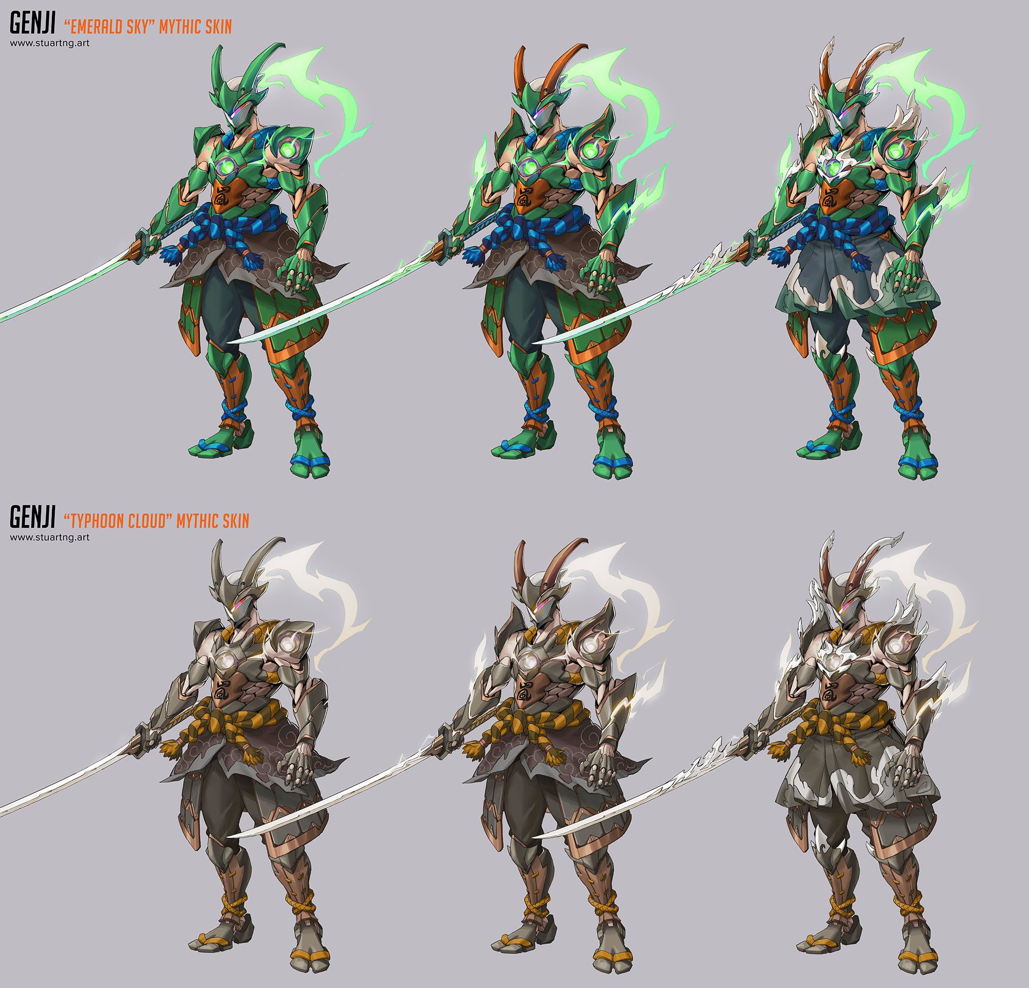 Overwatch - Genji "Emerald Sky" & "Typhoon Cloud" Mythic Character Skin