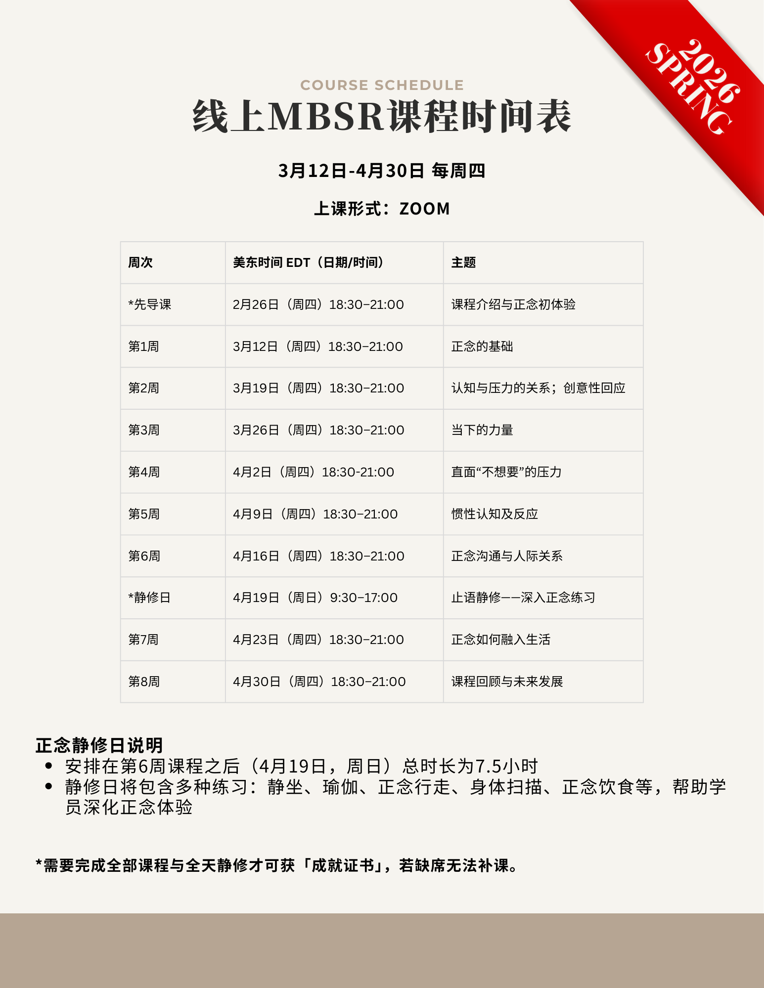 8-Week MBSR Program (Online)