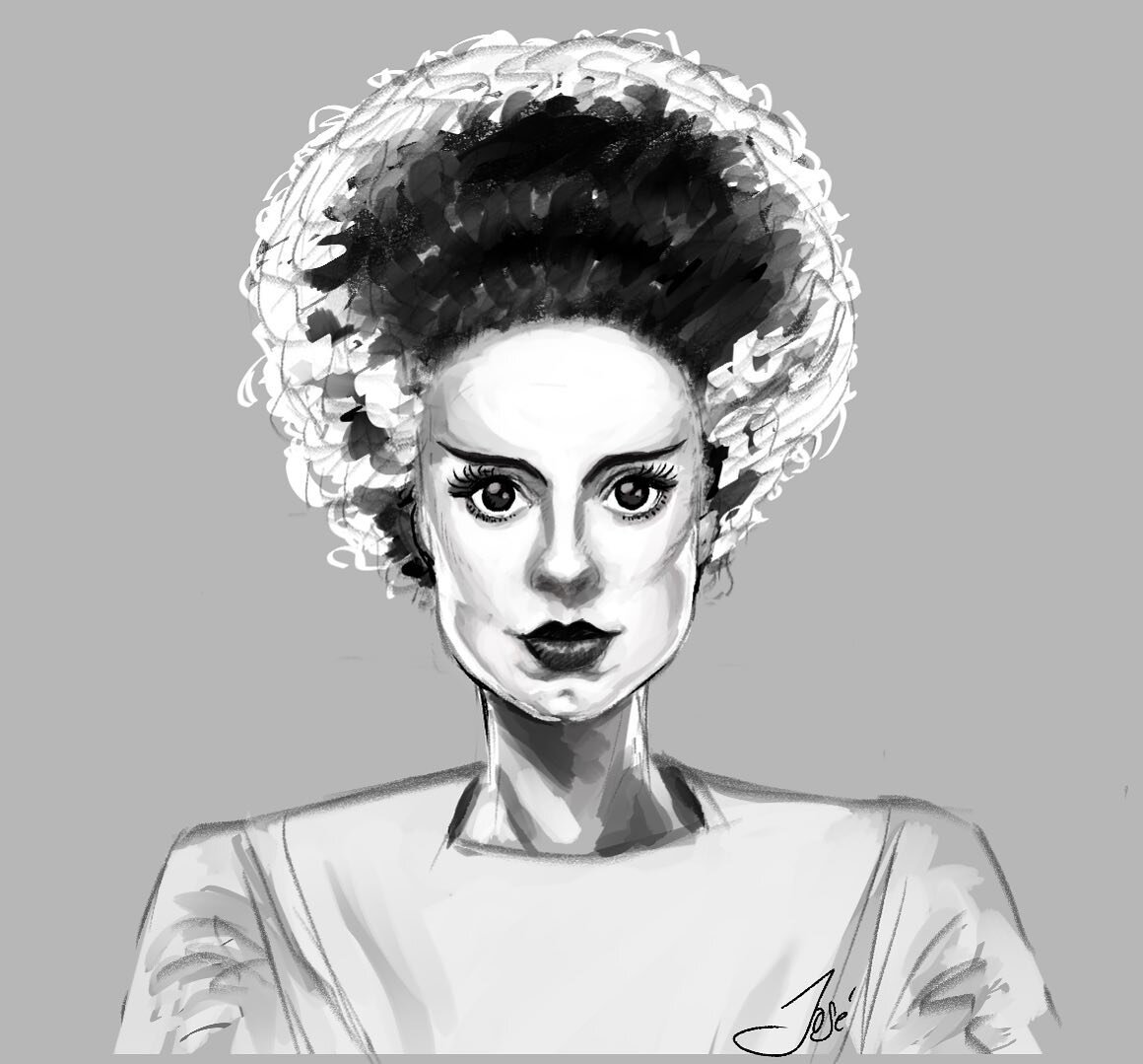 Elsa Lanchester had striking features. An incredible pick for Frankie&rsquo;s wife.
It was great doing a study on this beautiful woman she&rsquo;s definitely on my top ladies of horror.
#monochromeart #ladiesofhorror