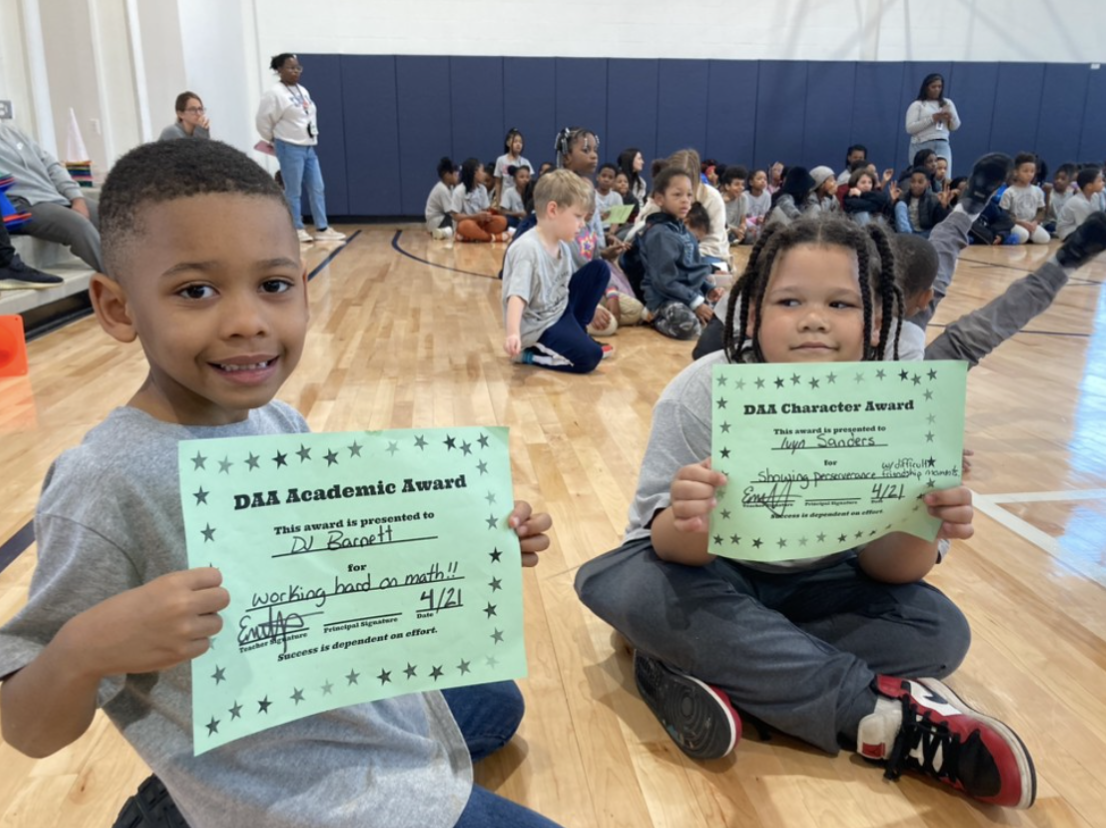 Students receiving awards during crew time