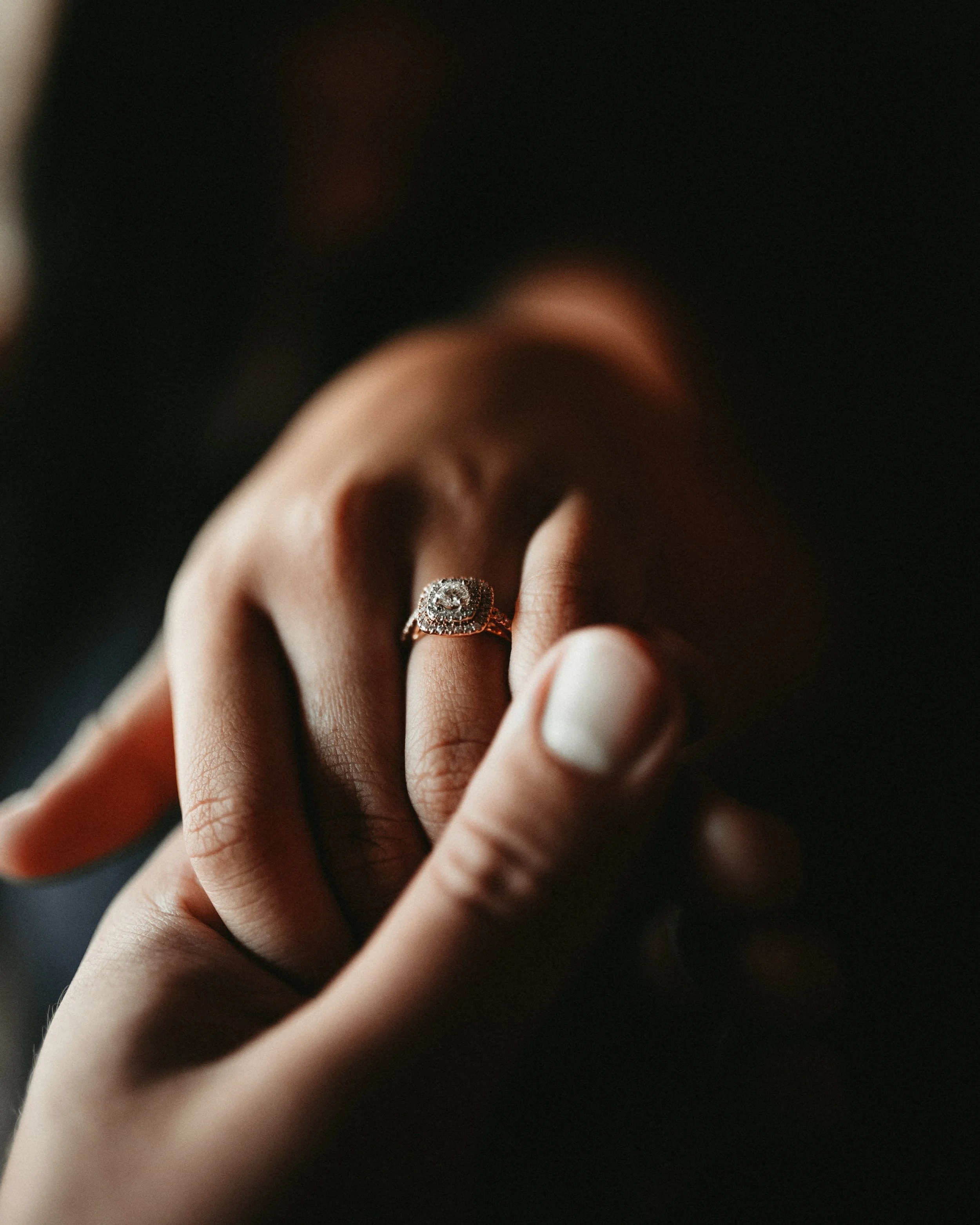 Engagement ring on a woman's finger