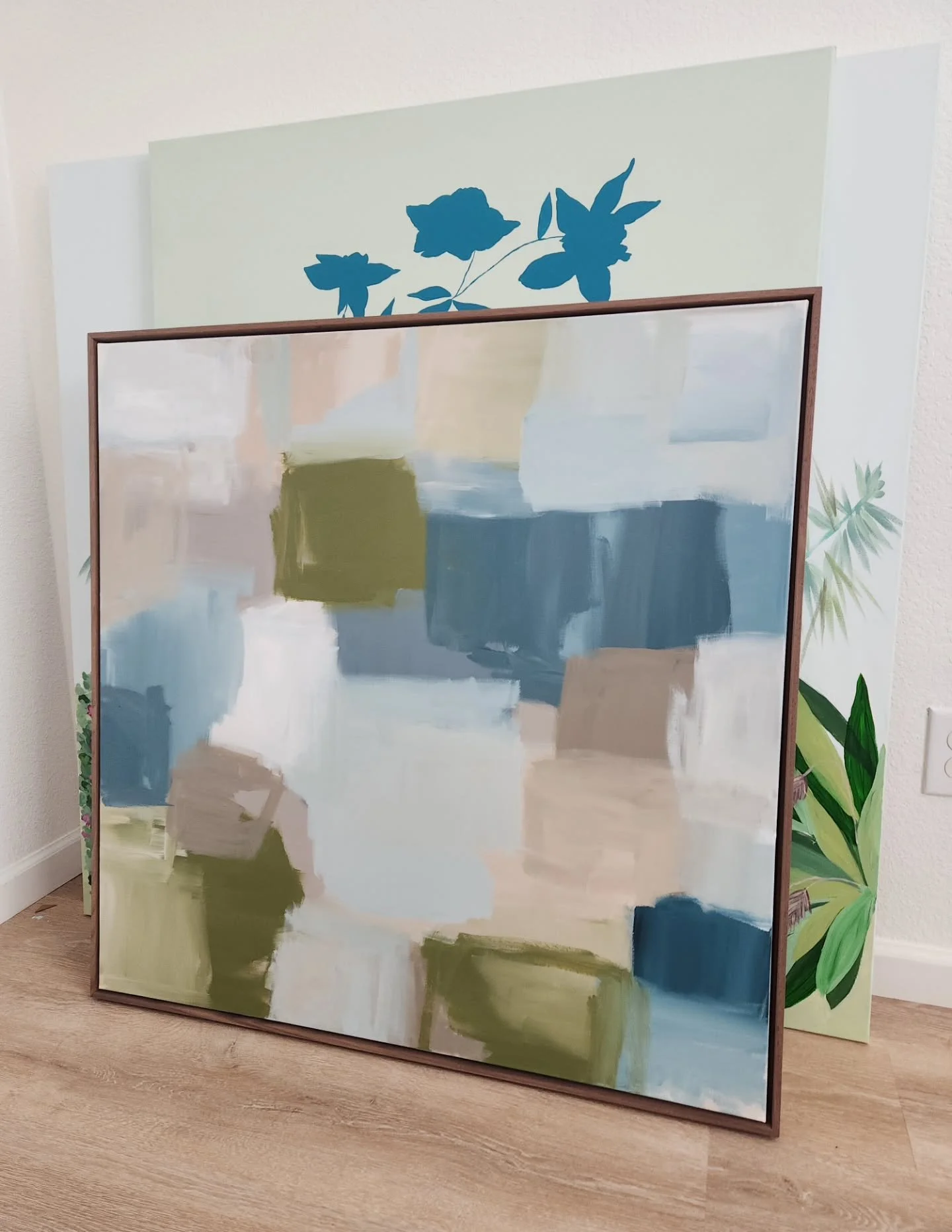 This commission was delivered this morning! It's going in a male client's home office in Dallas. Check out the walnut floating frame- a beautiful framing option that you don't see everyday!

My framing is custom-made in California, by hand, by an art