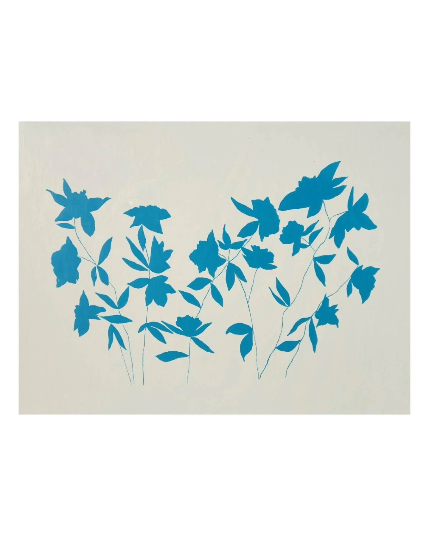 "A Rainbow in Someone's Cloud"
36x48 inch wrapped canvas

This painting from my winter release (Friday 8am central) is one of my favorites ever. The floral silhouettes are spindly and elegant. I love the detail and how they stand alone on t