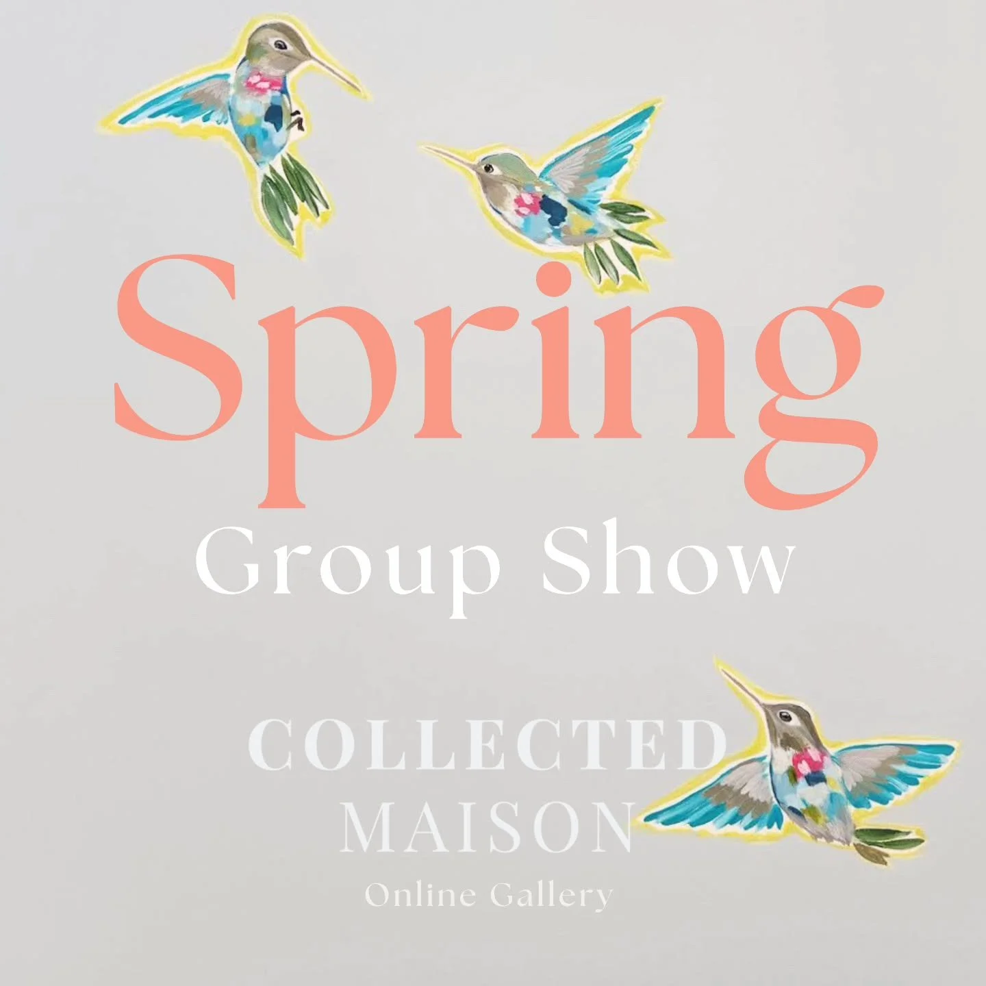 Today, 3/11, at 10am CT! 

A beautiful collection of paintings lands today at @collectedmaison including two of my paintings, "Hummingbird Dance I" and "Hummingbird Dance II."

Each 30x24 inches, and each with an optional floating