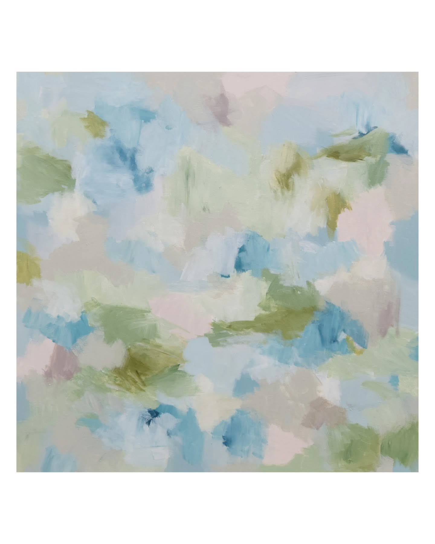 I often have a client looking for something subtle, abstract, that adds value to the blues and greens in a room. This piece is for her! Light and airy, with neutrals like mauve and clay, this one is easy to design around and adds color and texture to