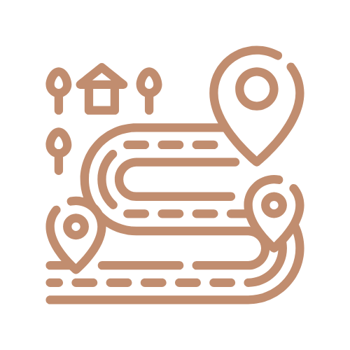 Maze map with three location markers and a house icon at the top.