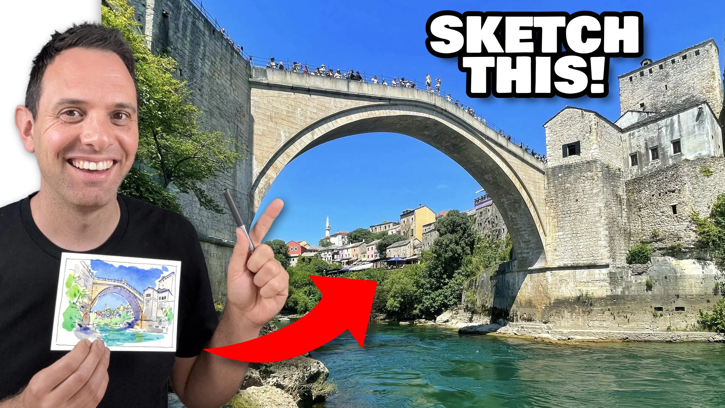 How To Sketch Mostar Bridge