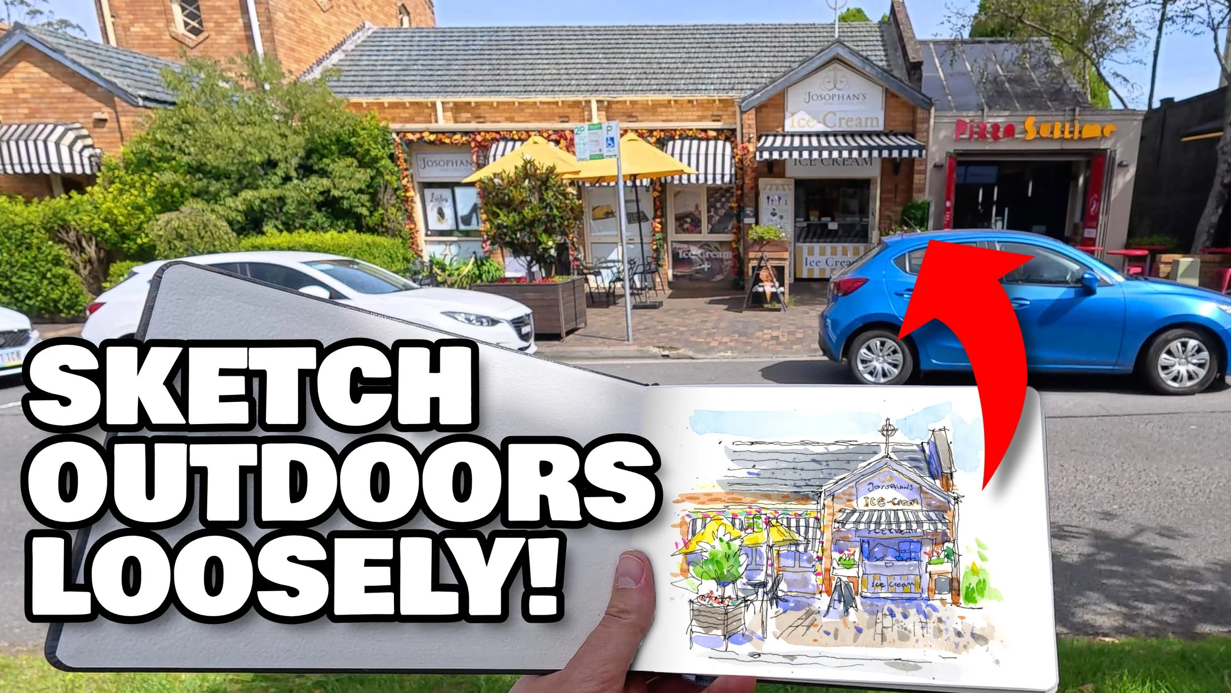 How I Sketch LOOSE Outdoors: Step-by-Step Ice Cream Shop