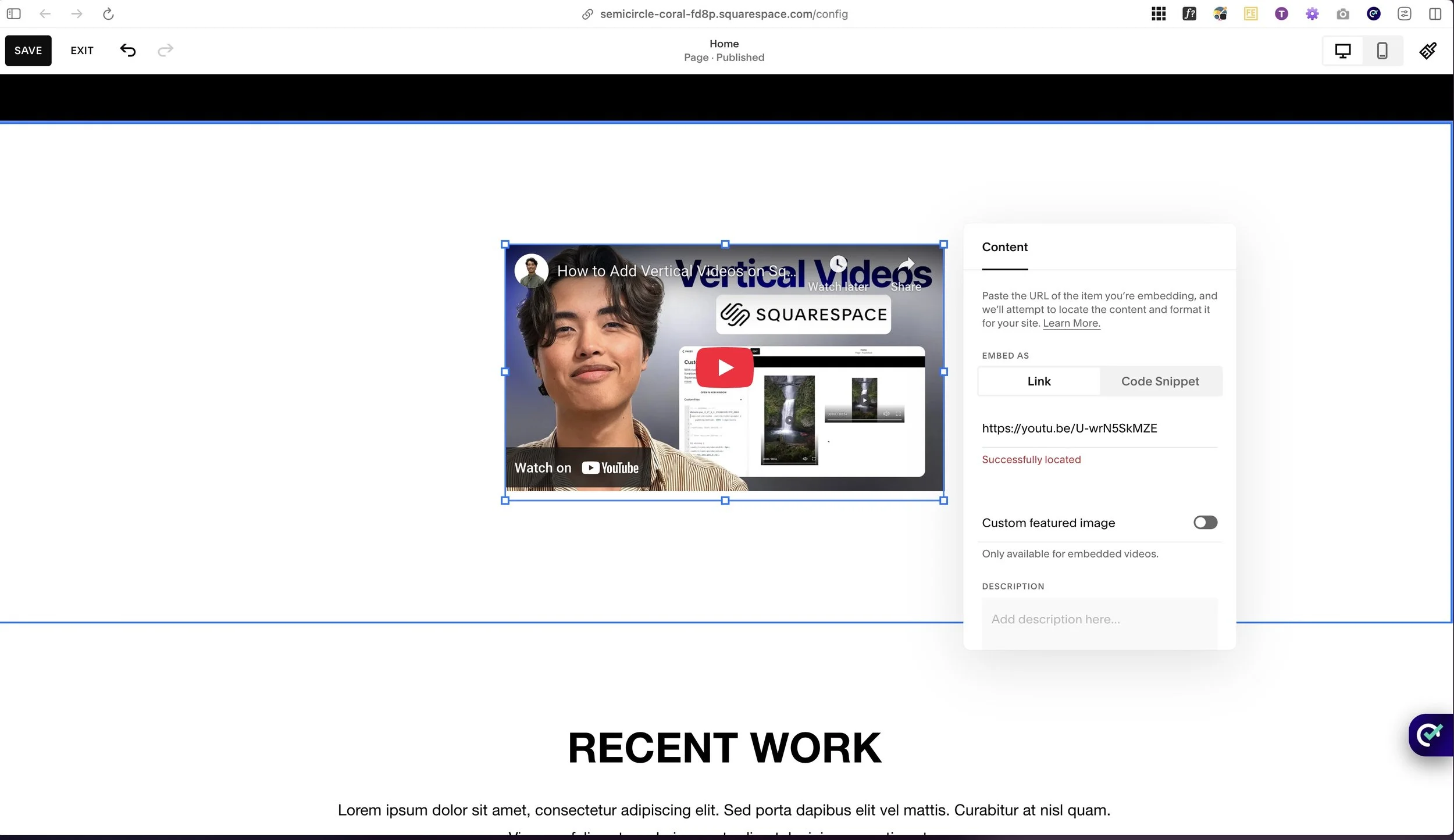 embed video squarespace, embed youtube video squarespace, website designer, squarespace website designer, web designer, squarespace website designer