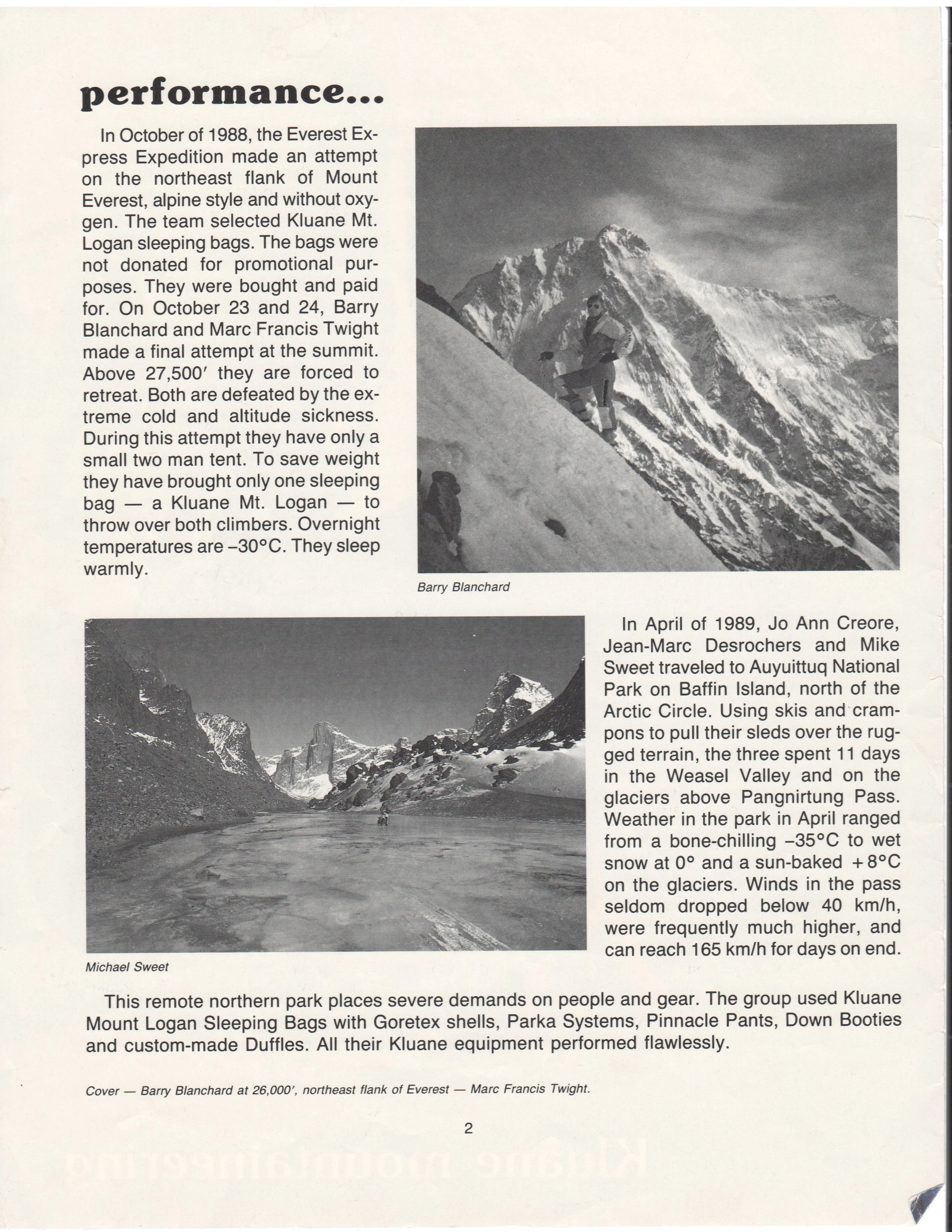 Historic Kluane Parka System catalogue spread