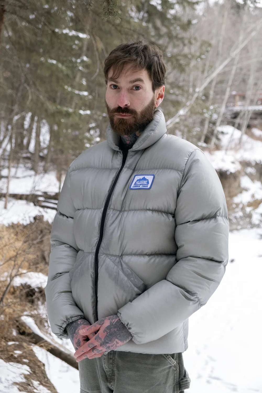 Silver Kluane Inner Parka being worn in winter
