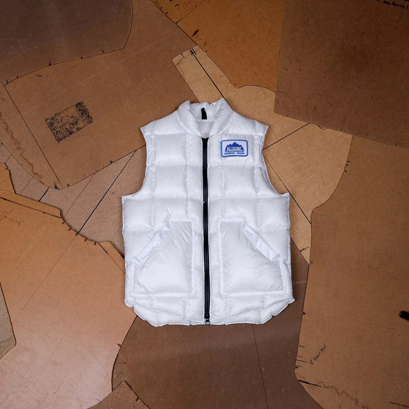 White Kluane Down Vest on patterns