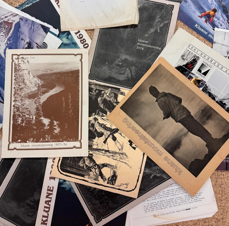 Old Kluane catalogues, expedition photographs and printed material