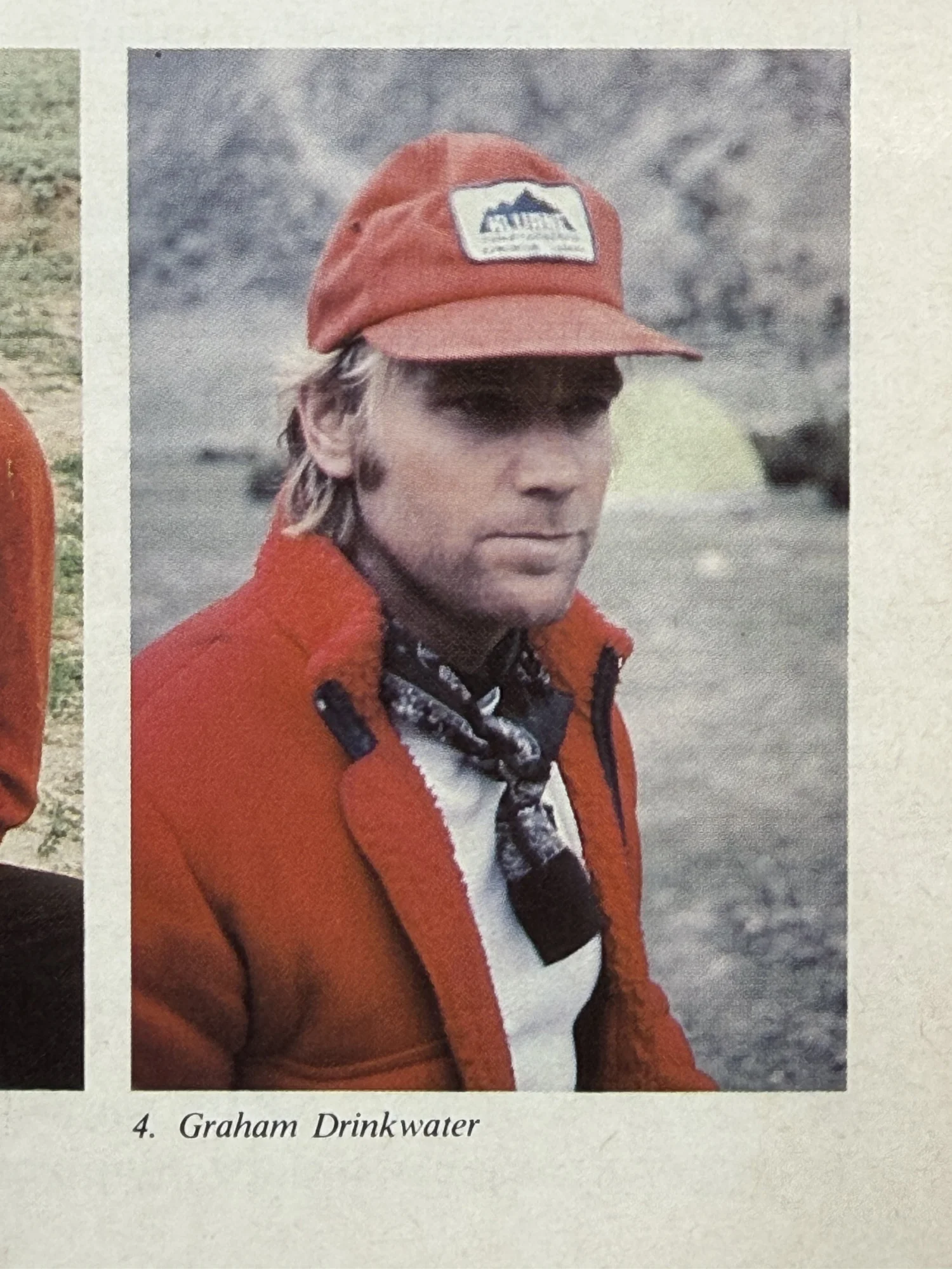 Archival printed photograph of Drinkwater wearing Kluane equipment