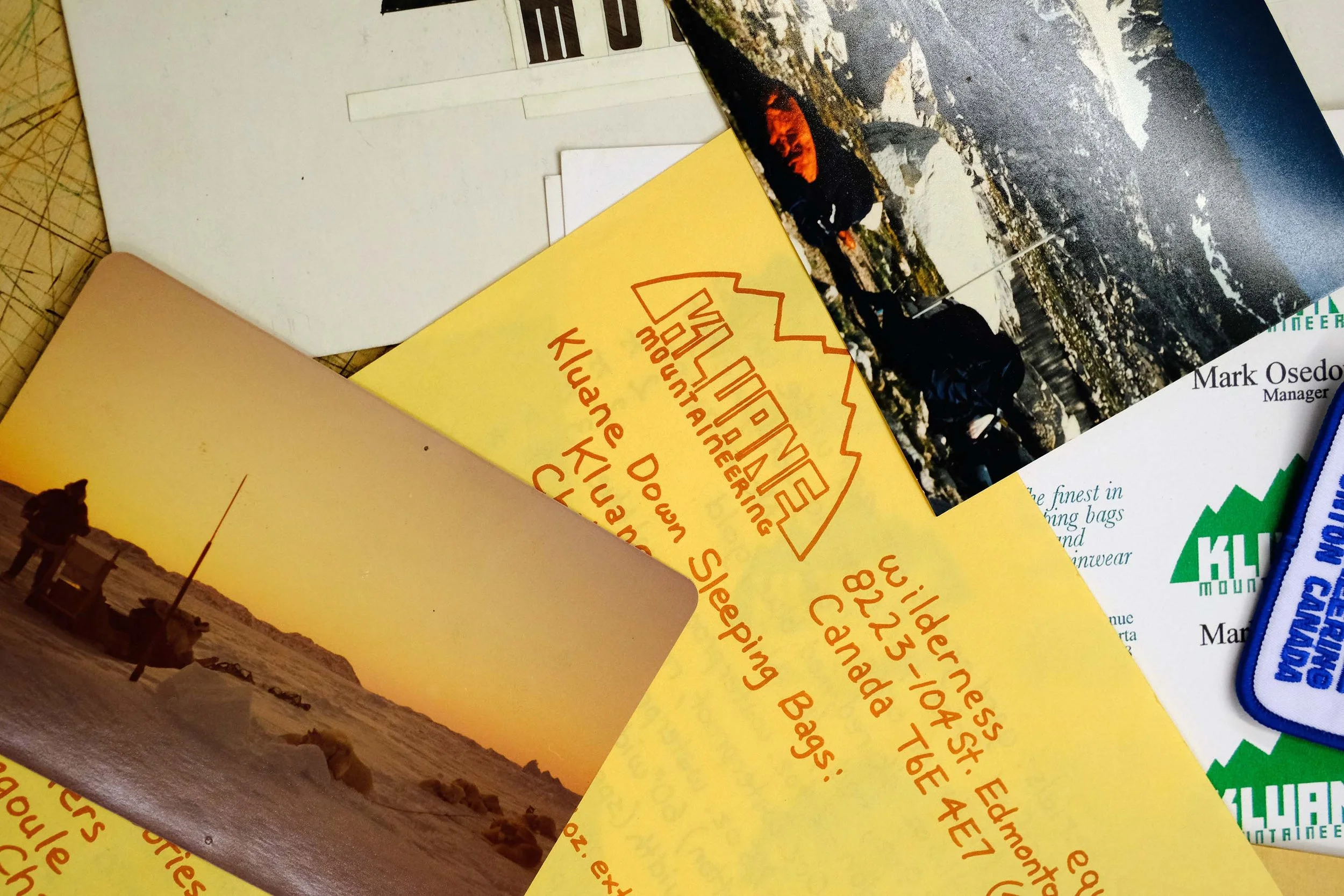 Archival Kluane Mountaineering sleeping bag catalogue and expedition material