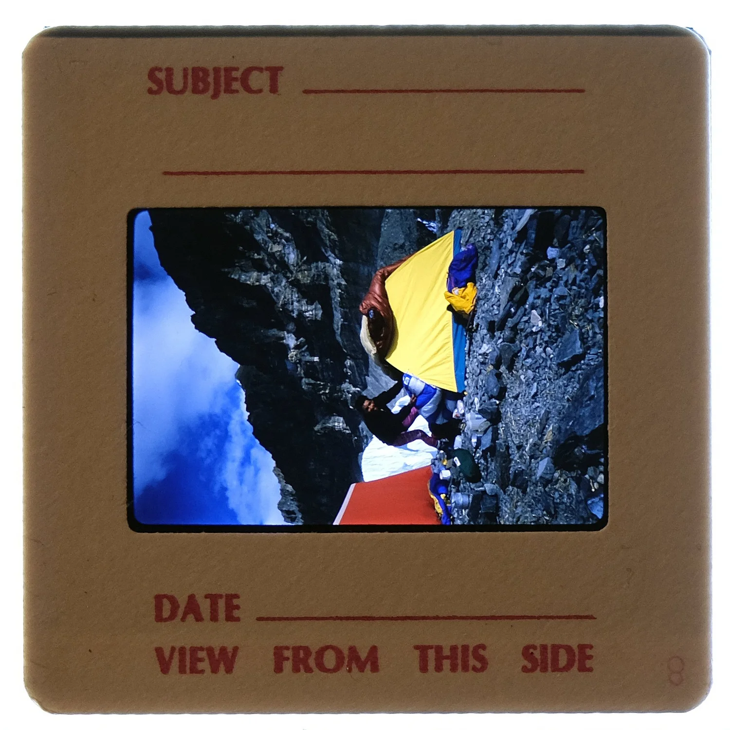 Mounted archival slide associated with Barry Blanchard showing mountain terrain