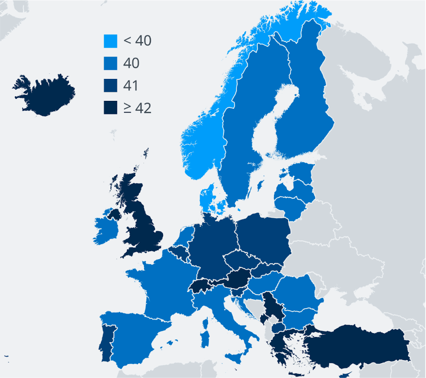 How many hours do people work in Europe?