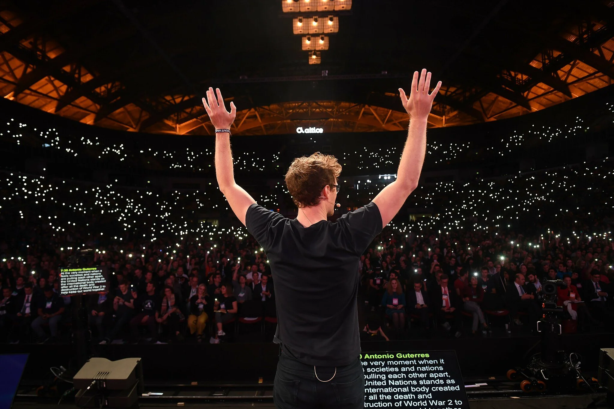 Paddy Cosgrave photographed from behind during the Web Summit's opening cerimony
