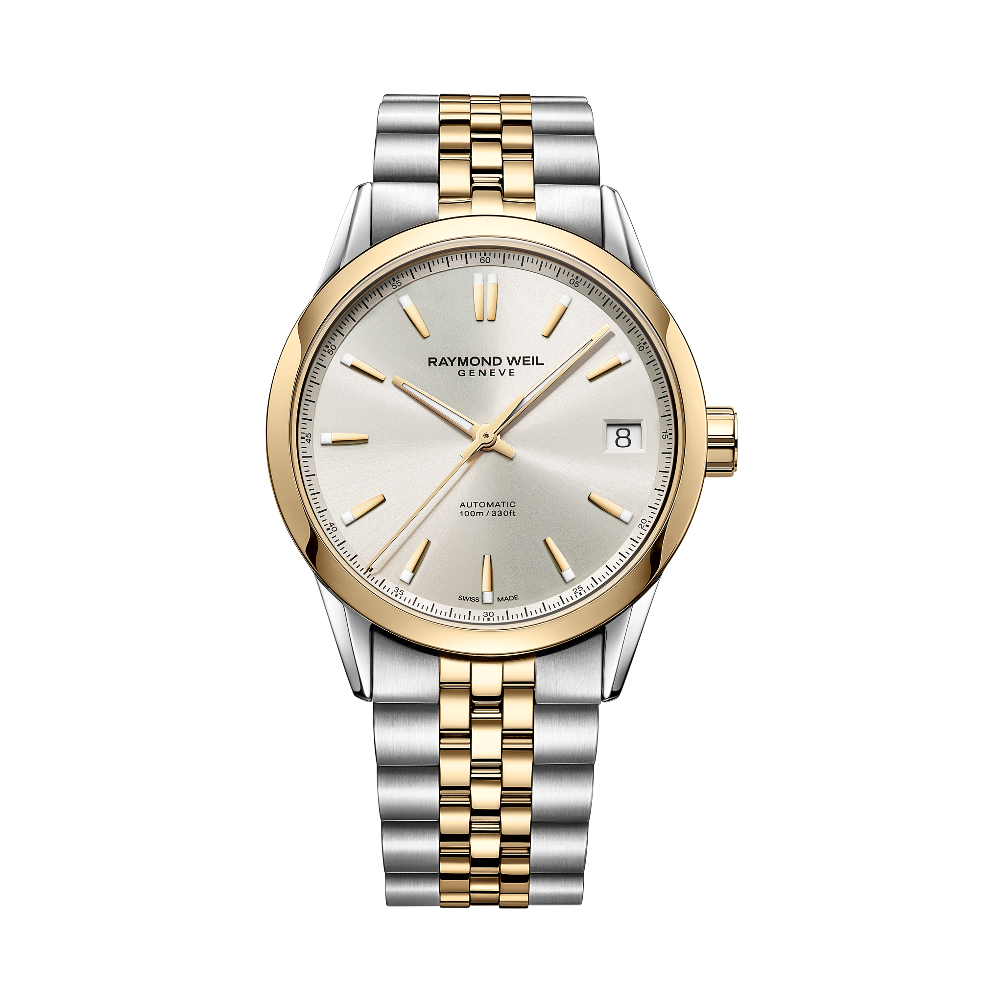 Raymond Weil Freelancer Date 2741-STP-64001 automatic watch with cream dial and two-tone steel and gold bracelet