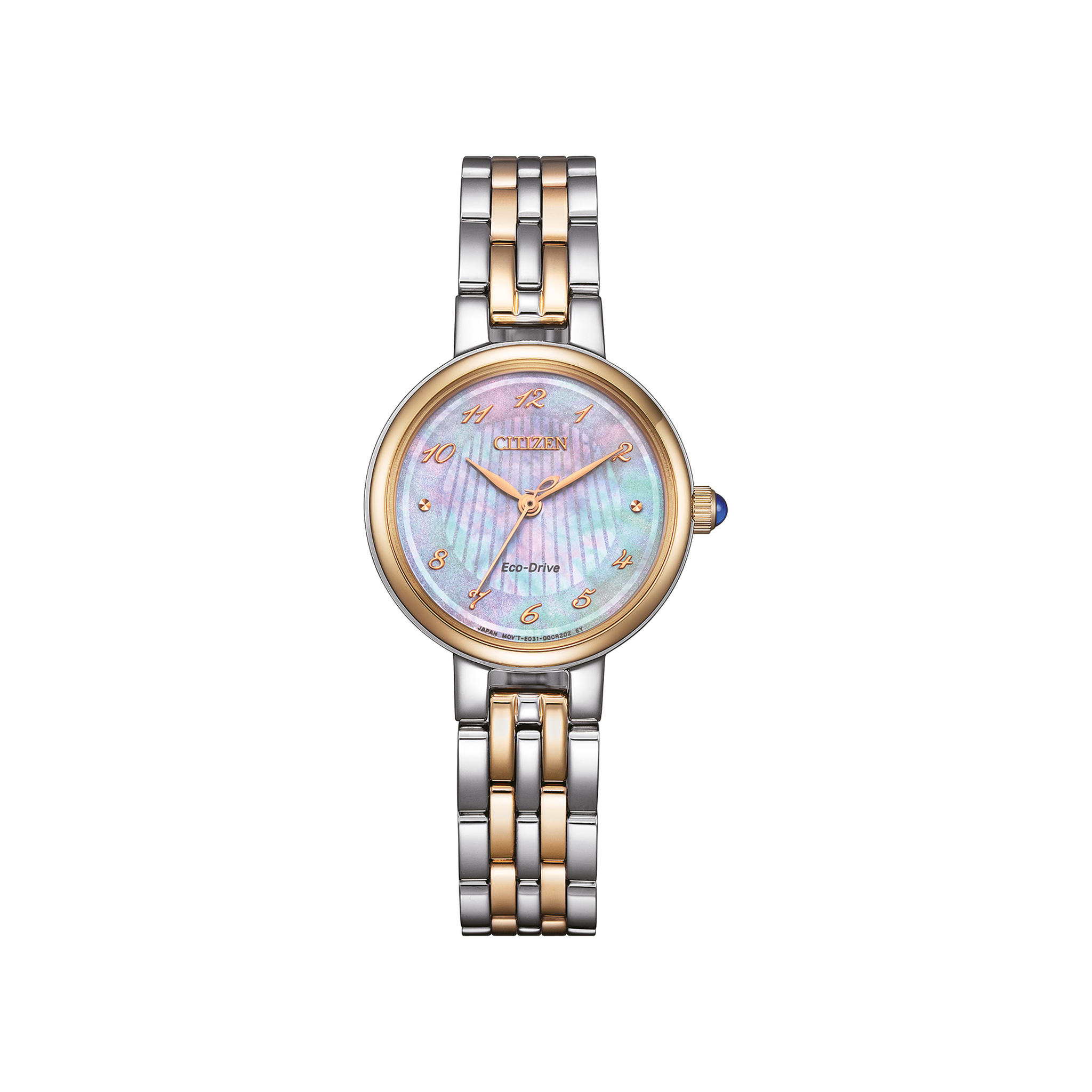 Citizen L EM0996-84Y with pink mother-of-pearl dial and two-tone bracelet