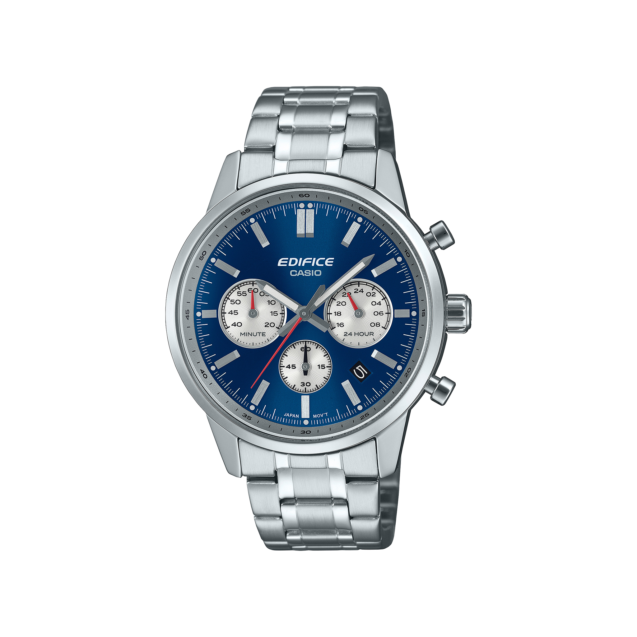 Casio Edifice EFR-575D-2AEF chronograph with blue dial and stainless steel bracelet