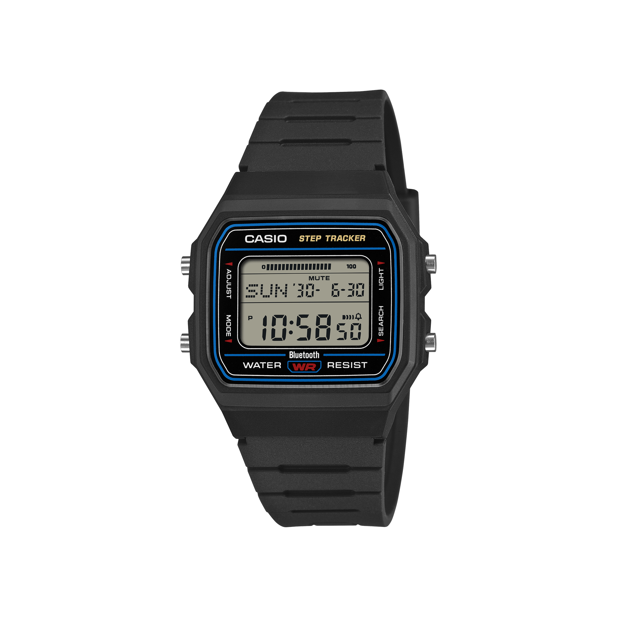 Casio F-B100W-1AEF black digital watch with Bluetooth and step tracker