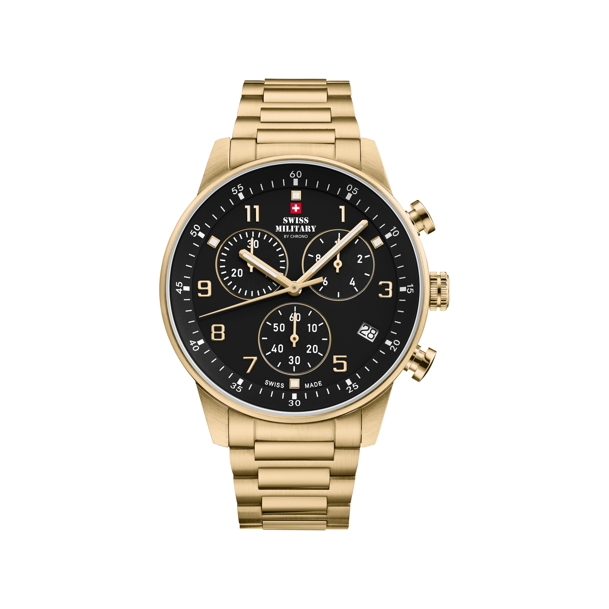 SWISS MILITARY SM34114-05 Minimalist Chronograph – Black & Gold