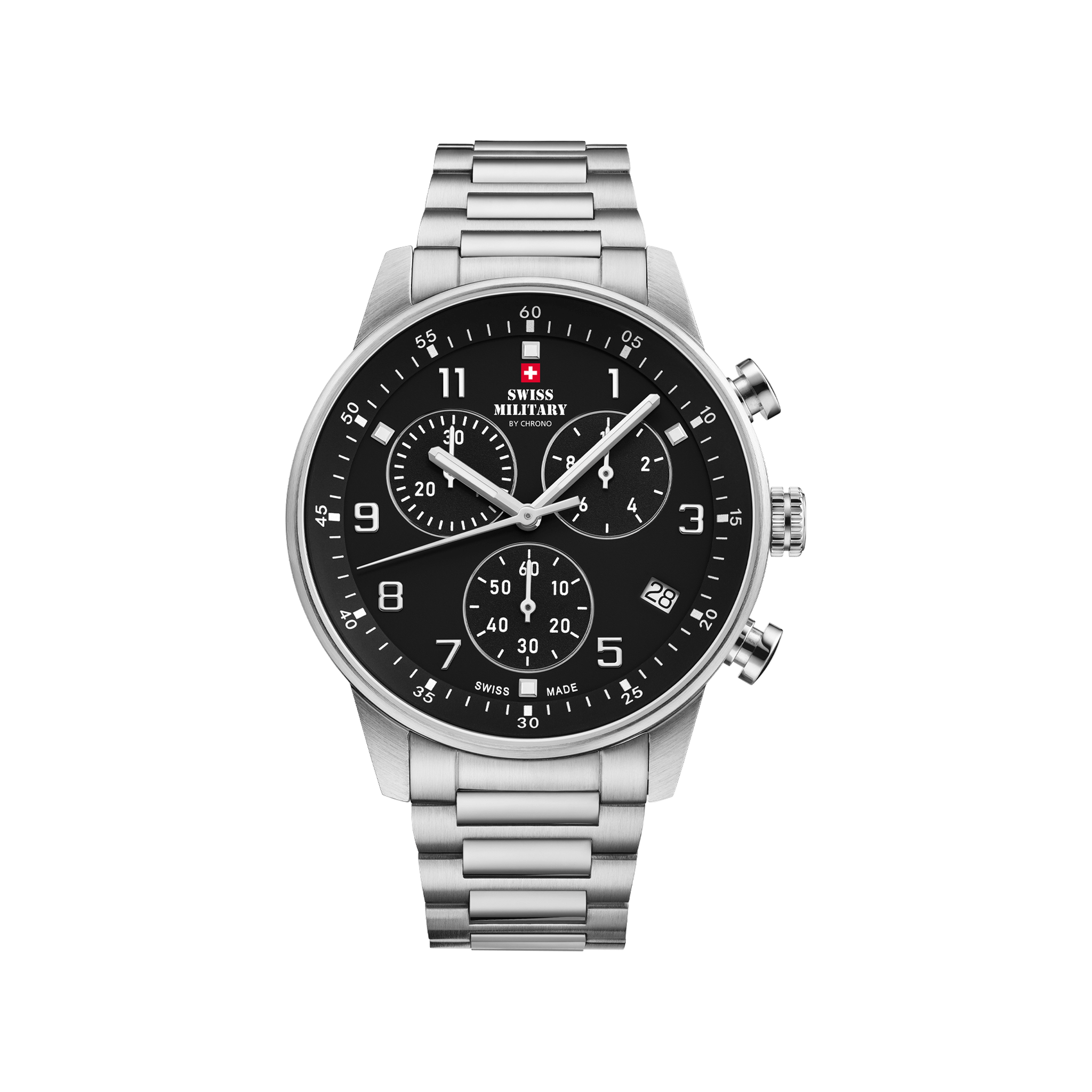 SWISS MILITARY SM34114-01 Minimalist Chronograph – Black Dial