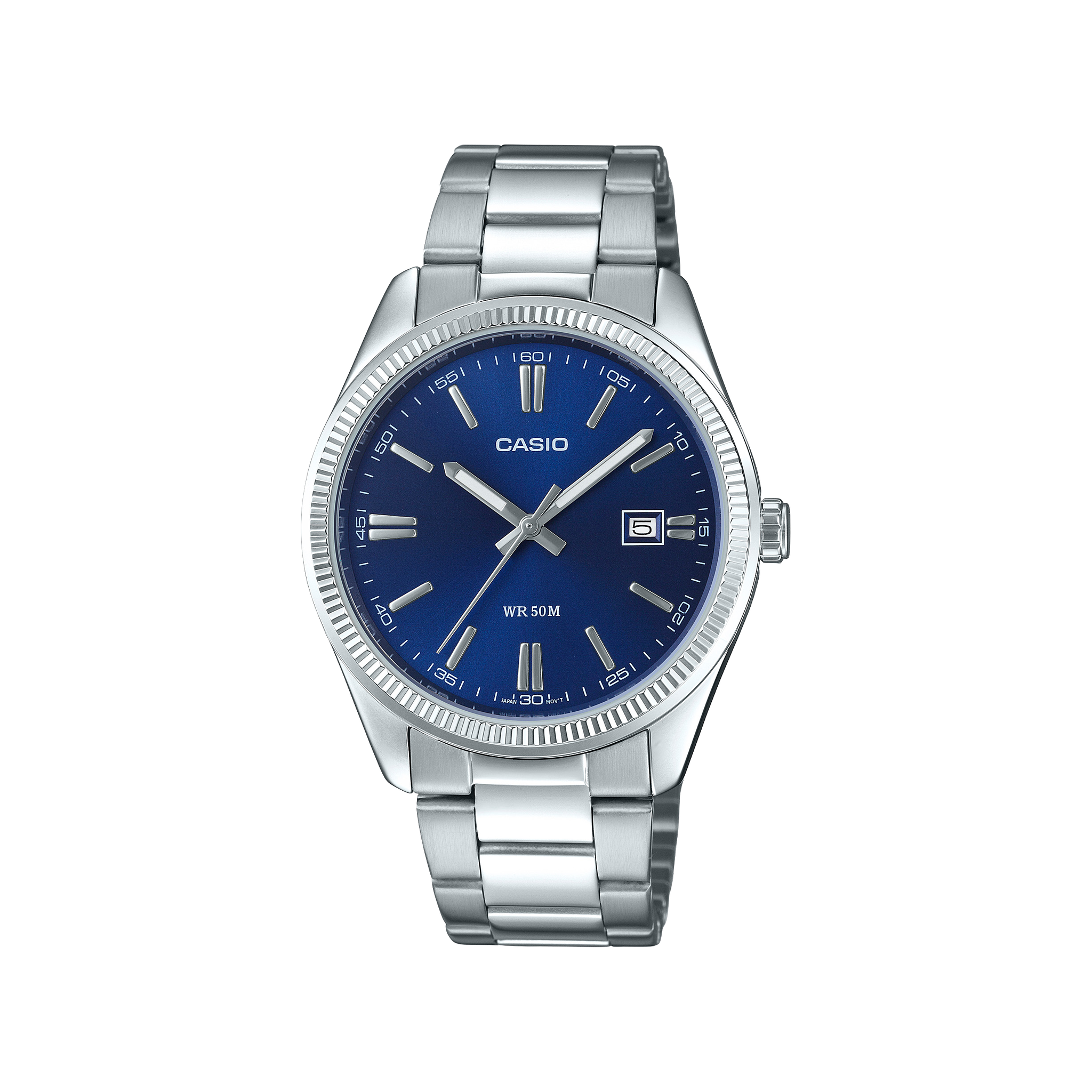 Casio MTP-1302PD-2AVEF watch with blue dial and silver-tone stainless steel bracelet
