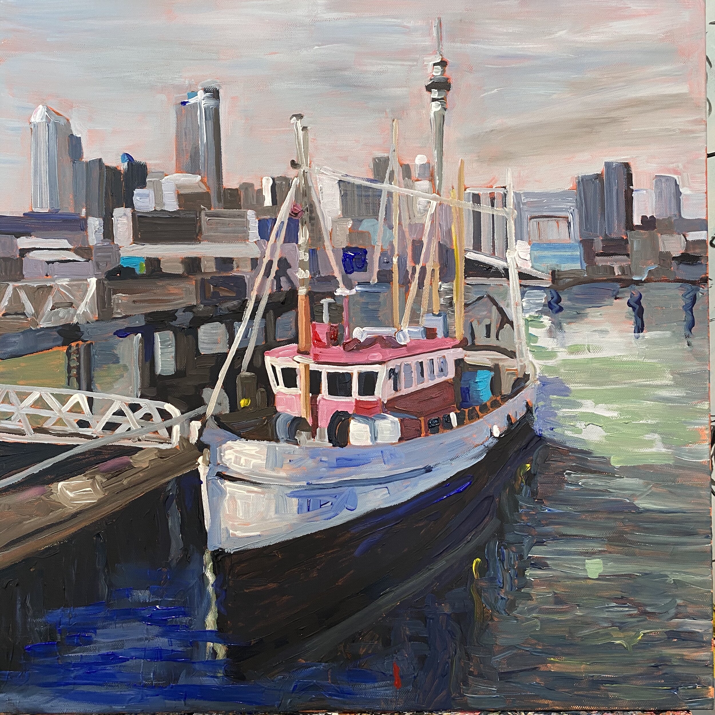 Auckland Harbour Boats, available The Frameworkshop Gallery Herne Bay