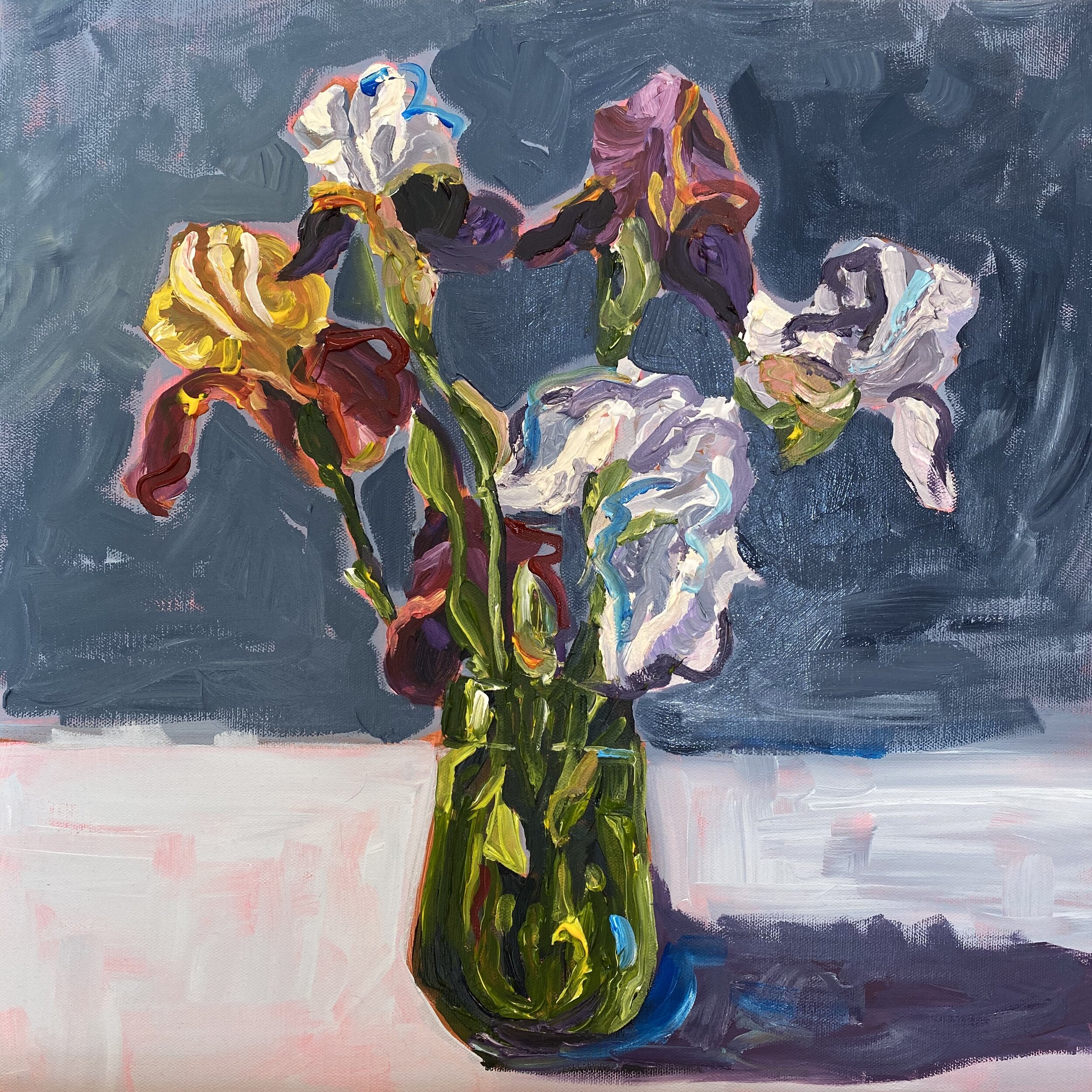 Mixed Iris in Vase available The Frameworkshop Gallery Herne Bay