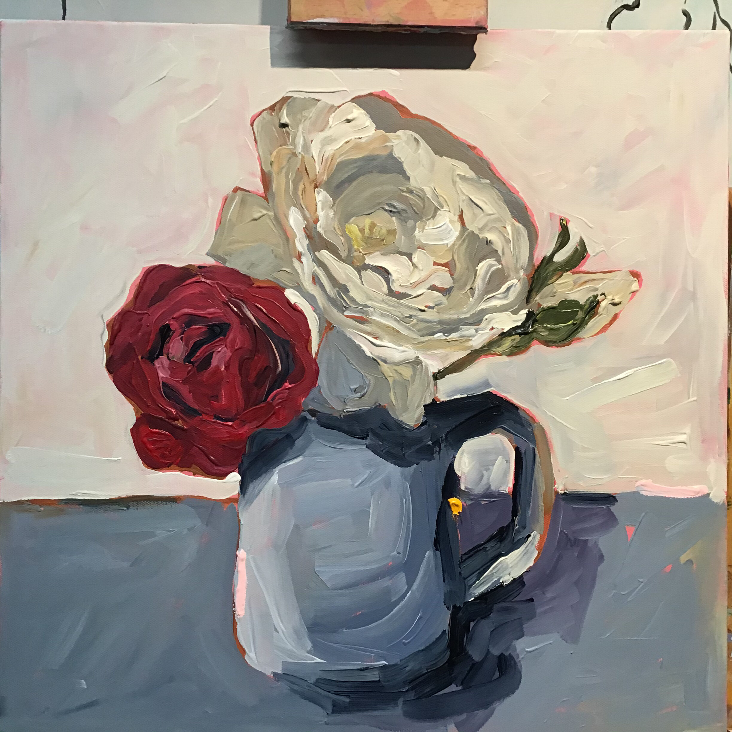 Red White roses in duo, available The Artists Room Dunedin