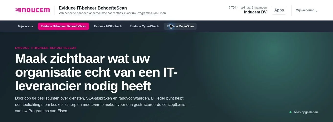 Eviduce IT-beheerscan – benodigde IT-diensten en serviceniveaus