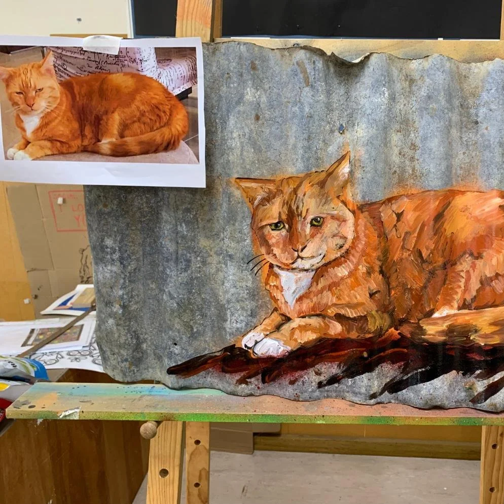 Pet Cat Commission Corrugated Iron Art by Colleen Herbert.jpg