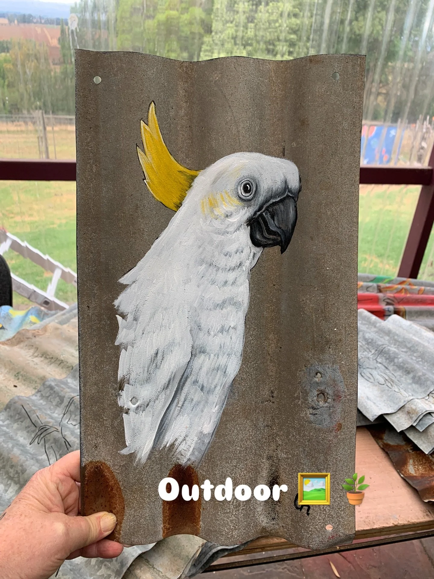 🪴 🖼️ COLLECTION DROP 😘 

A few new small pieces have joined my collection. 🌱 

Painted on corrugated iron, with exterior house 🏠 🎨 paint so they can live inside or outside.

These A4-sized works are usually &lsquo;market-only&rsquo;, but I&rsqu