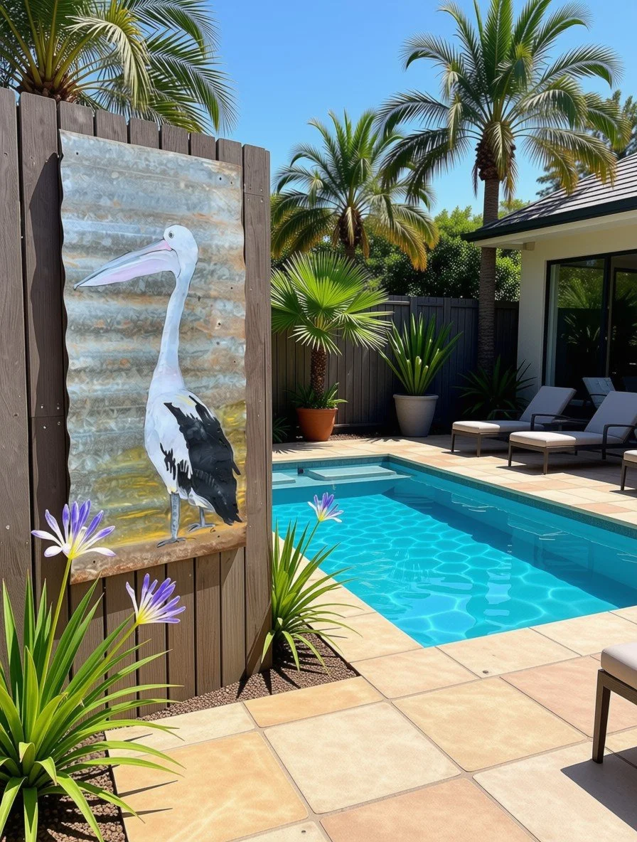 Single Pelican – Corrugated Iron Art (Medium)