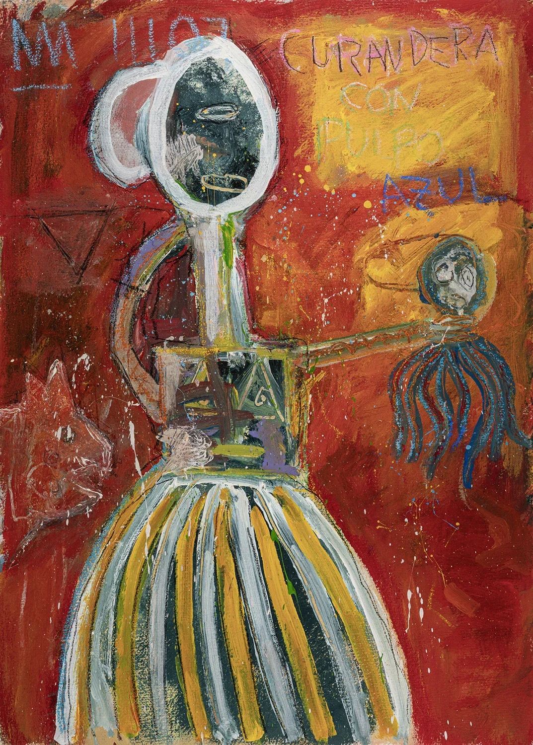 Curandera Con Pulpo Azul
acrylic on Arches paper | 27 x 19"