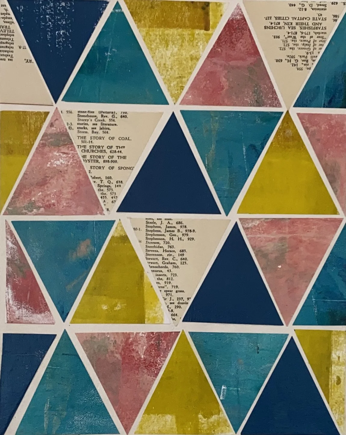 Triangle based abstract art in pinks and blues