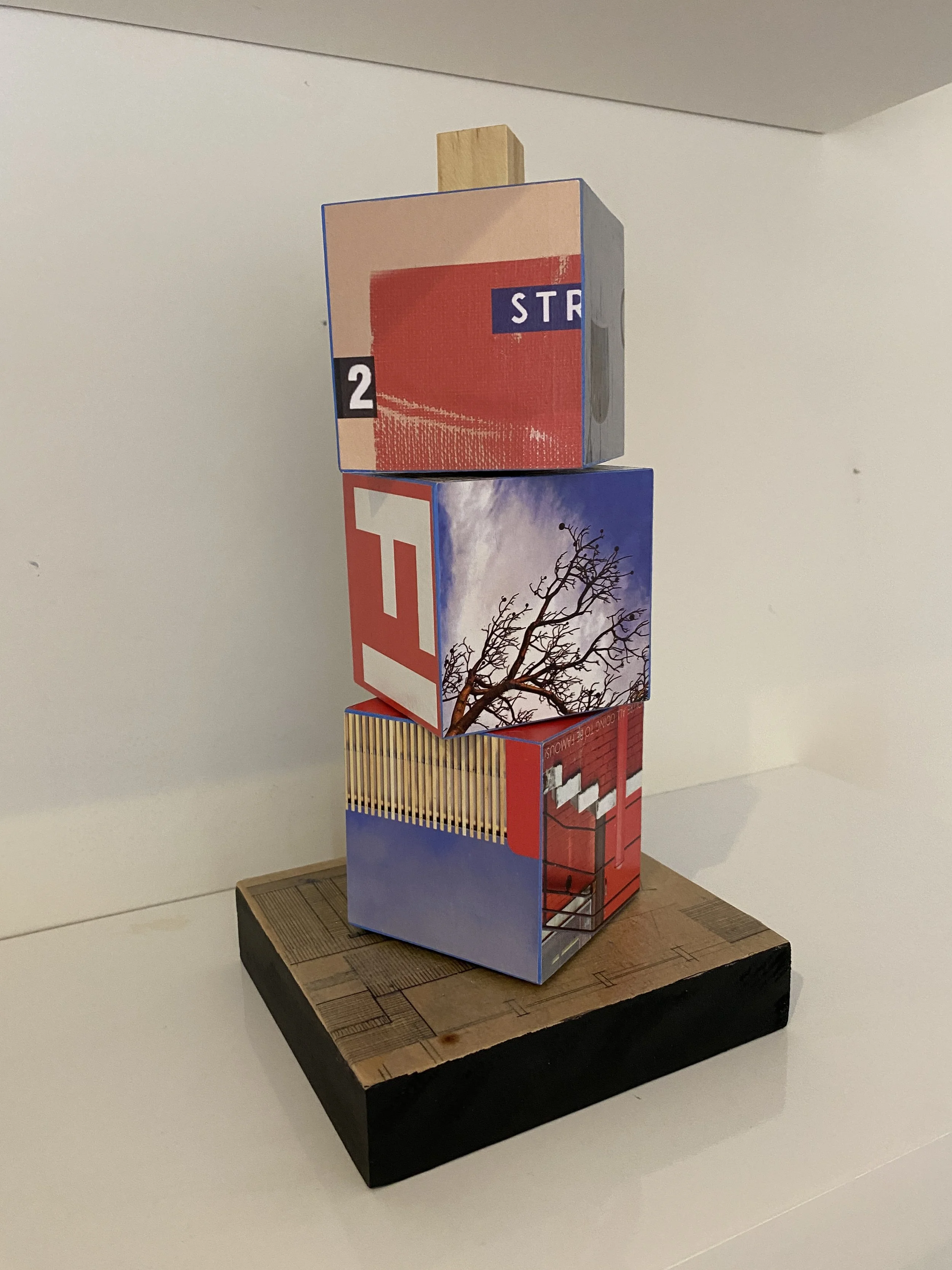 Order and Disruption - collage cube stack 25 x 14cm 