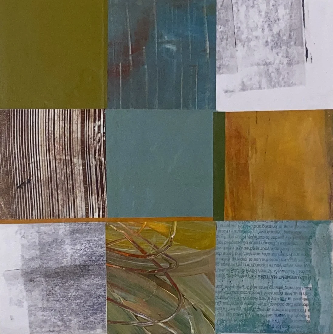 Abstract art piece with grid based design and using collage