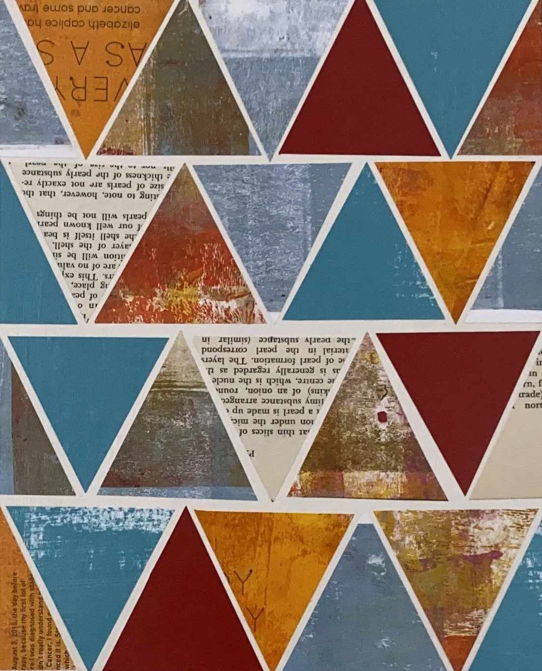 Abstract art piece in triangle format using collage