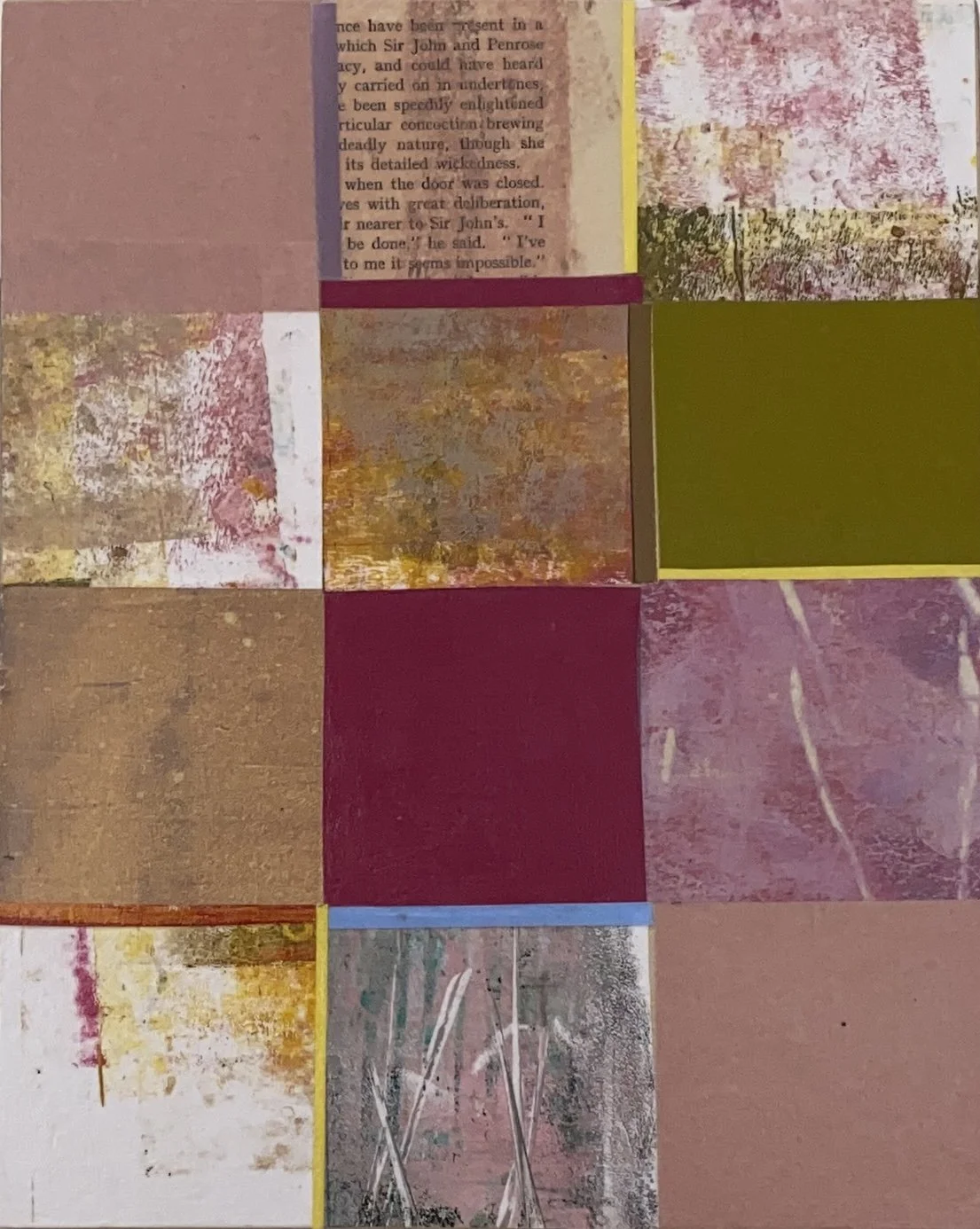 Abstract art using collage papers in grid based format