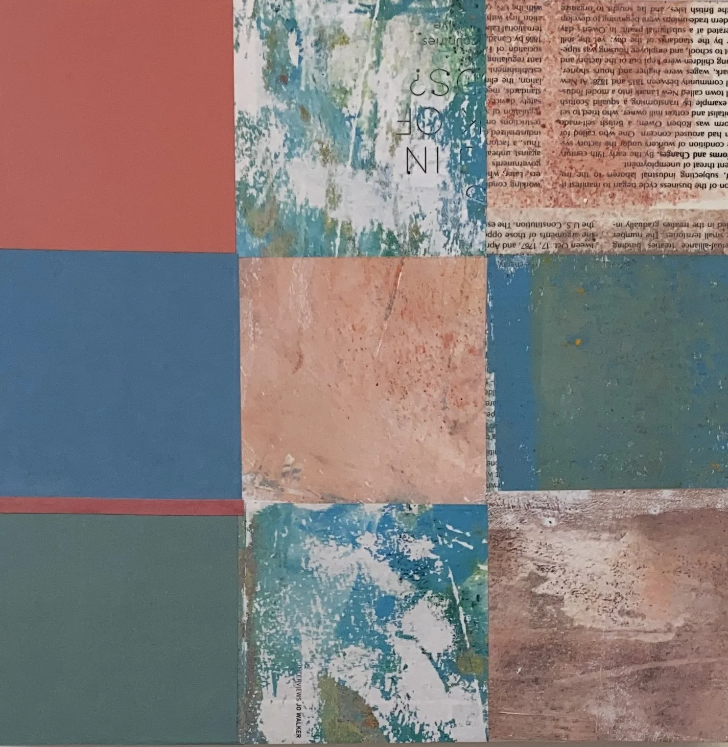 Abstract art in grid format with pink hues