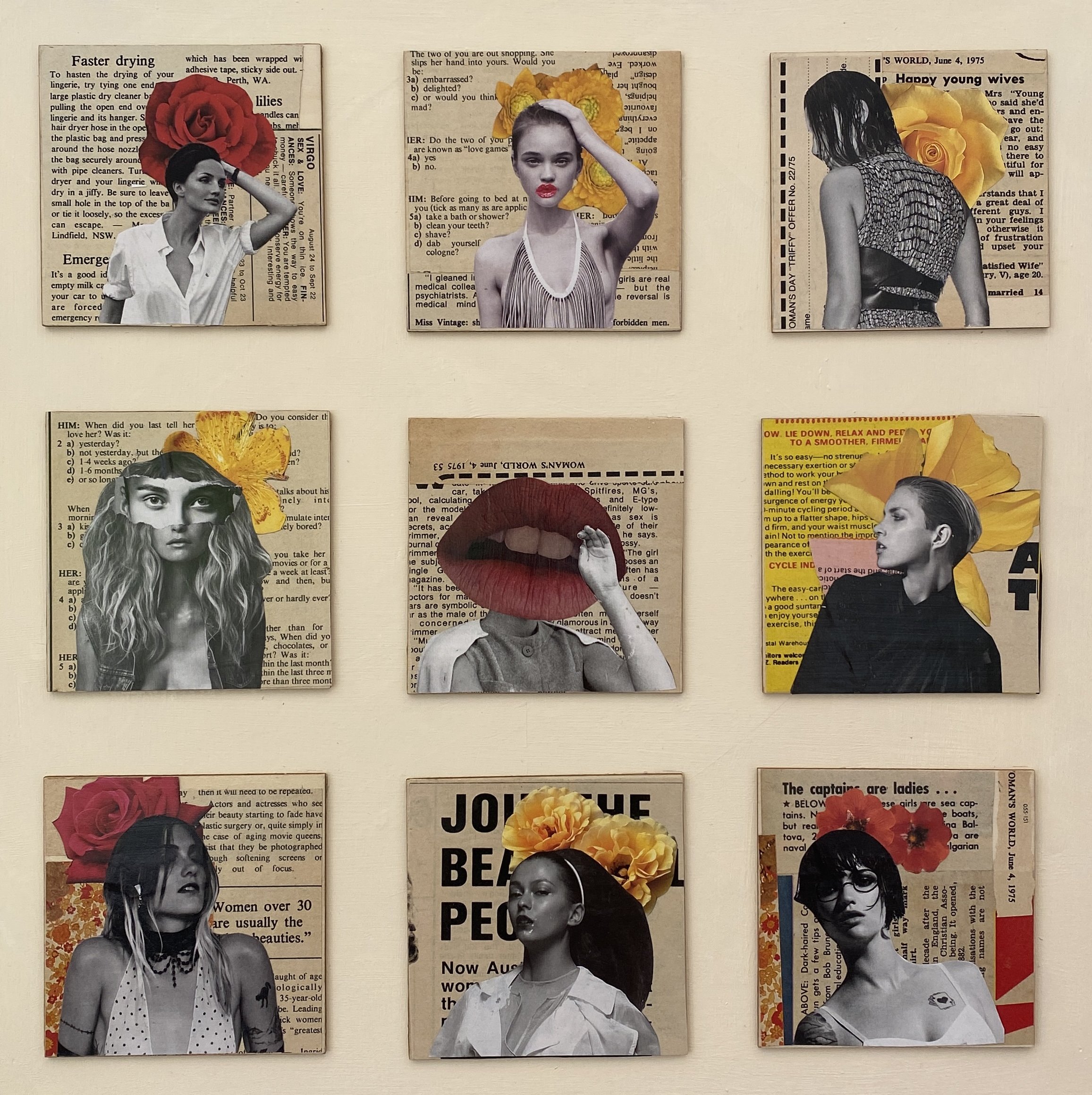 Collage on board using retro images of women
