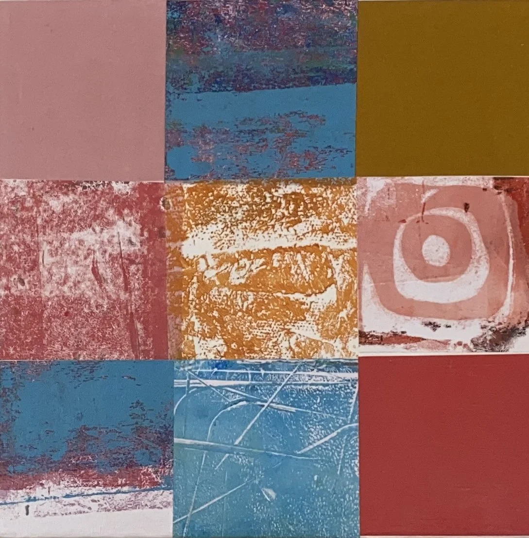 Abstract art piece in grid format in bold colours