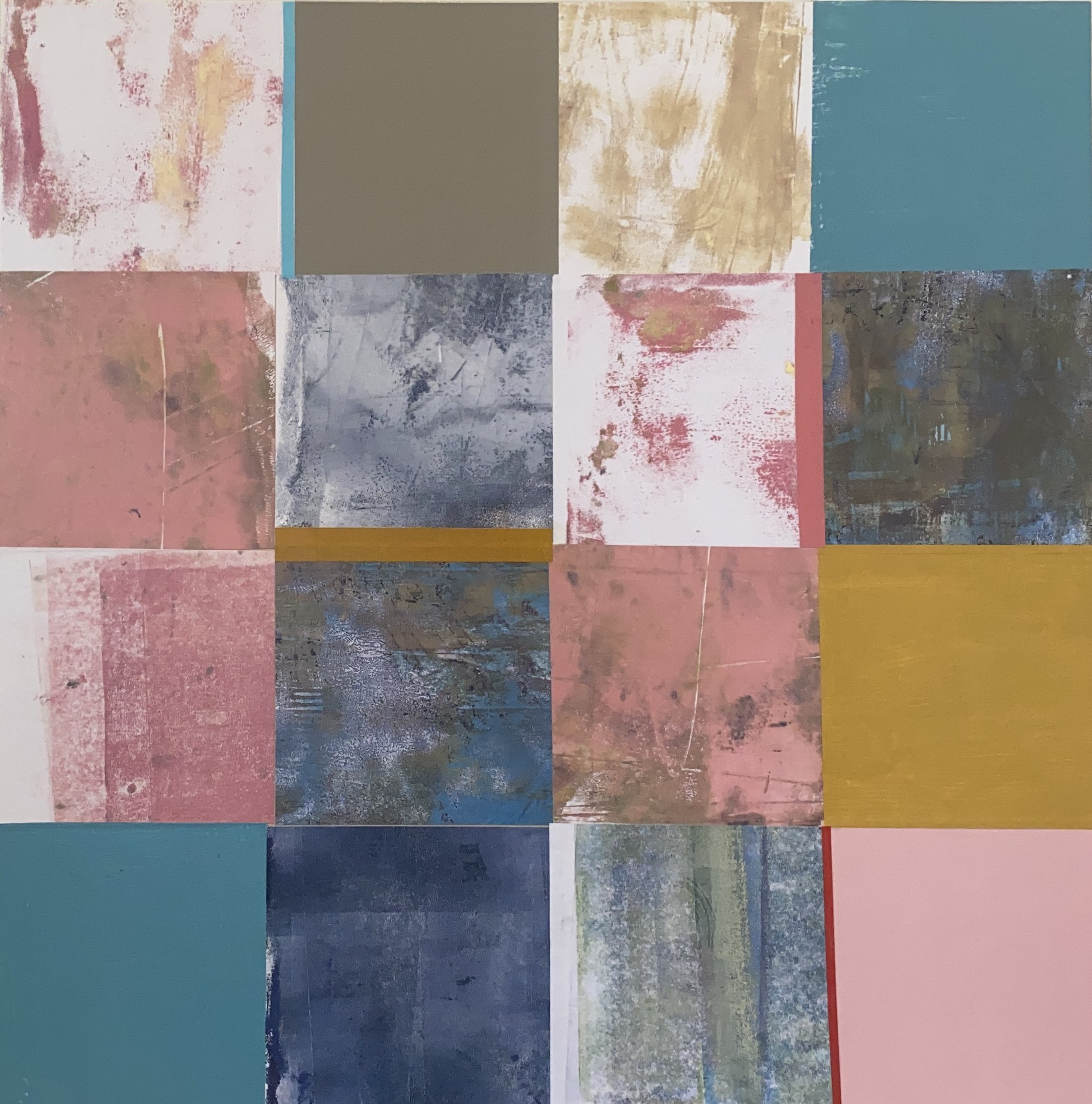 Grid style abstract art using collage