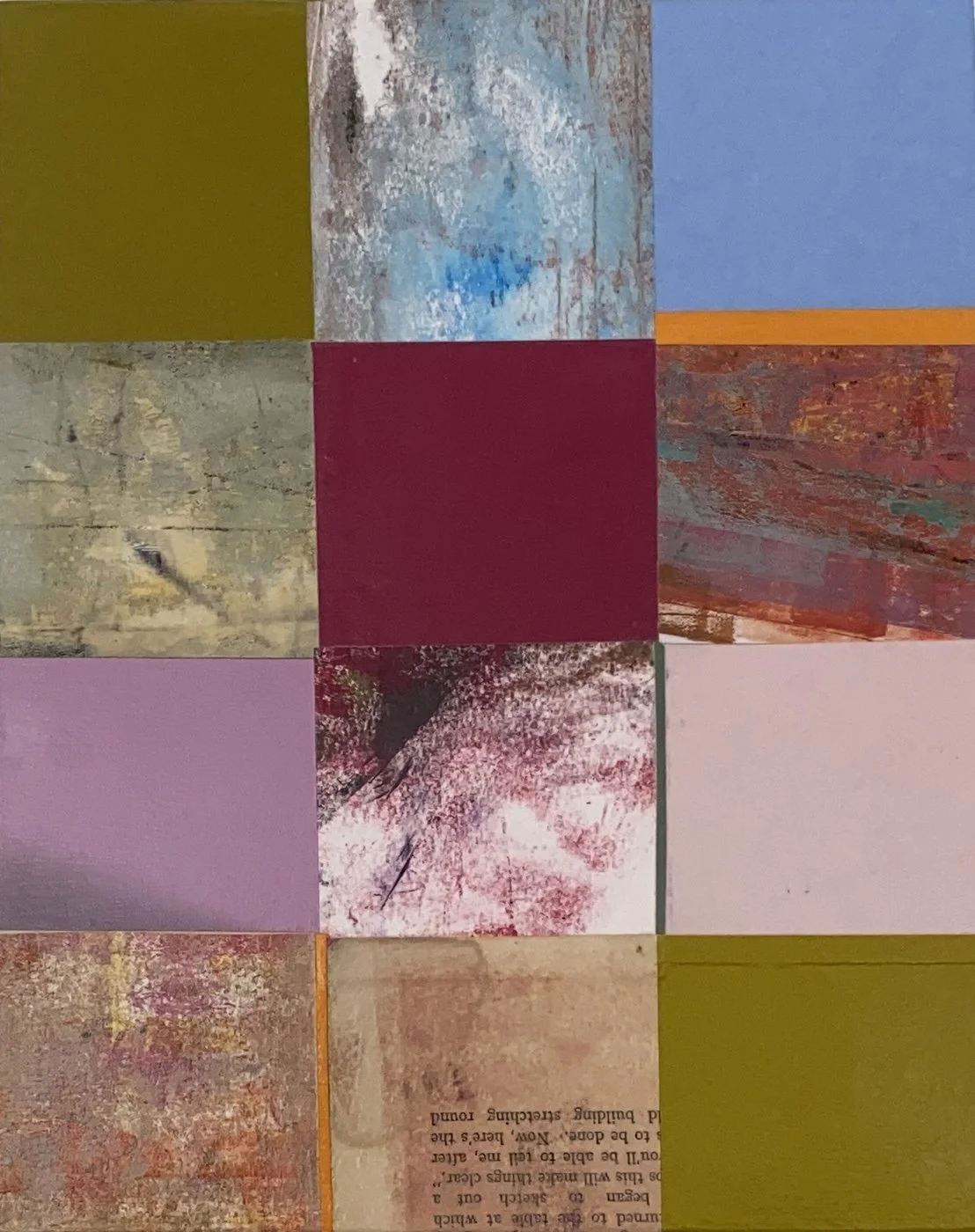 Abstract art piece in grid format with earthy colours