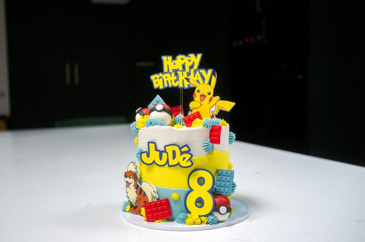 Pokemon themed buttercream birthday cake