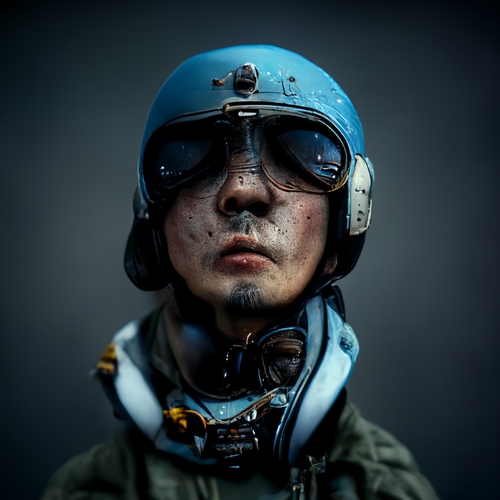 f6091aee-a77d-48d1-90e2-ba81880e6dff_Matt_Shadbolt_hyper_realistic__very_detailed__kamikaze__japanese_pilot__headgear__light_blue_background__Rendered_.png