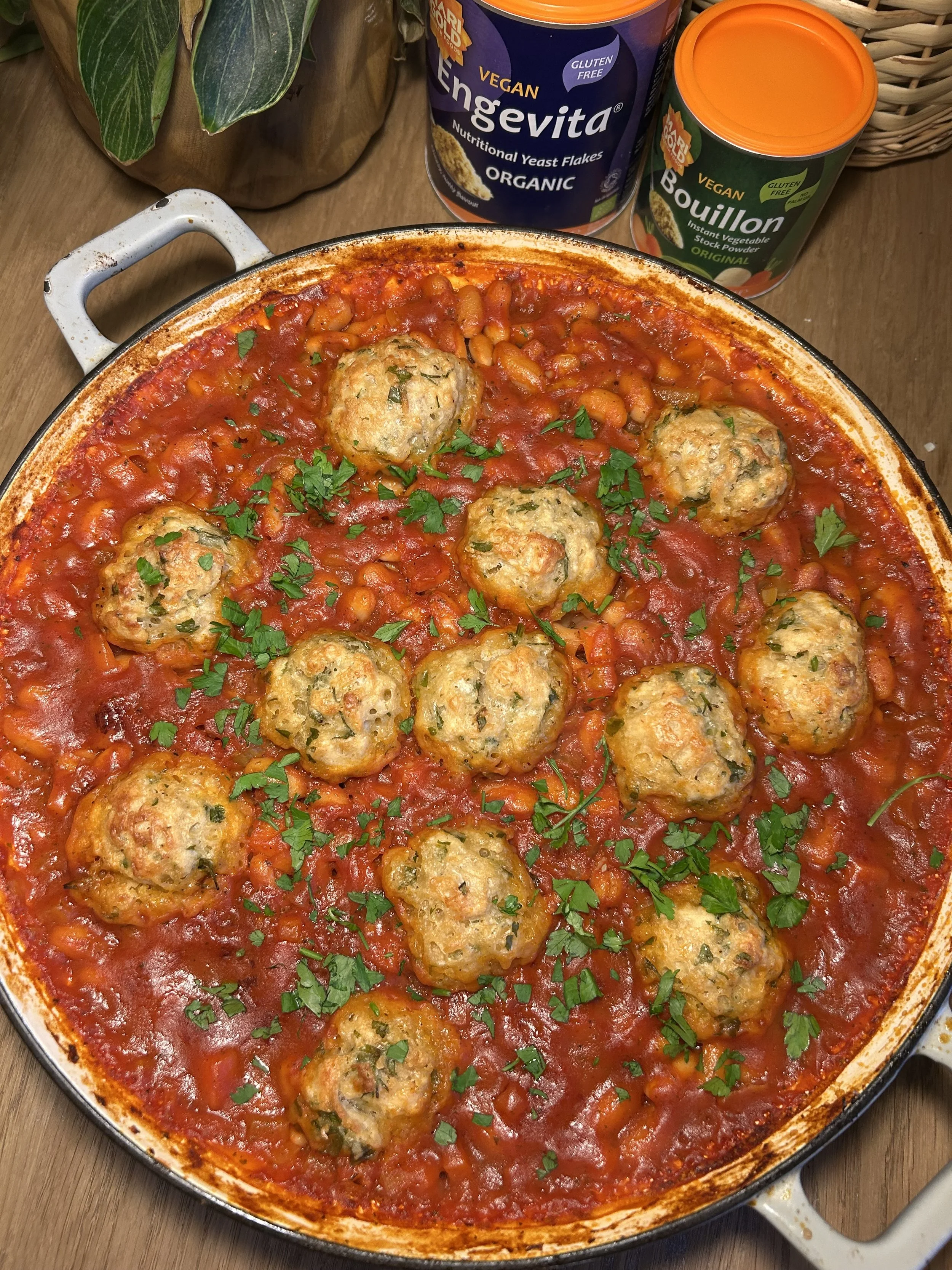 Tomato and Bean Stew with Herby Dumplings